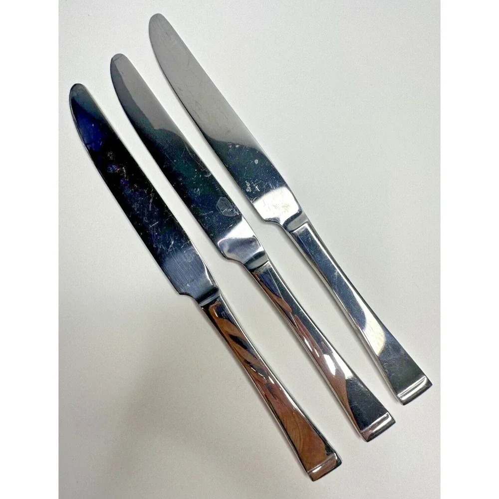Towle Dinner Knives Solid Glossy Stainless Flatware Replacement Set of 3 Pc